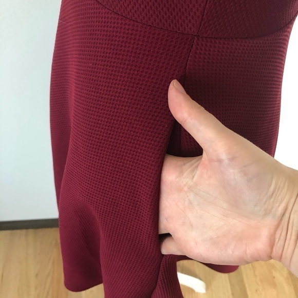 Lulu’s Red Wine Textured Waffle Fit & Flare Dress Small - Picture 7 of 8
